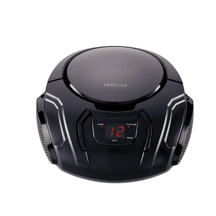 Top-Loading Portable CD Boombox with AM/FM Radio (Black)