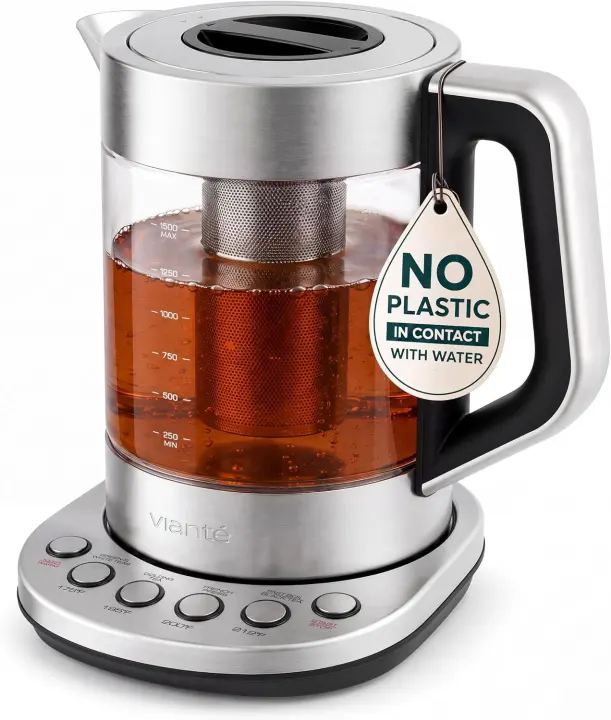 Viante Alba 1.5L Electric Tea Kettle with Infuser — Glass & Stainless