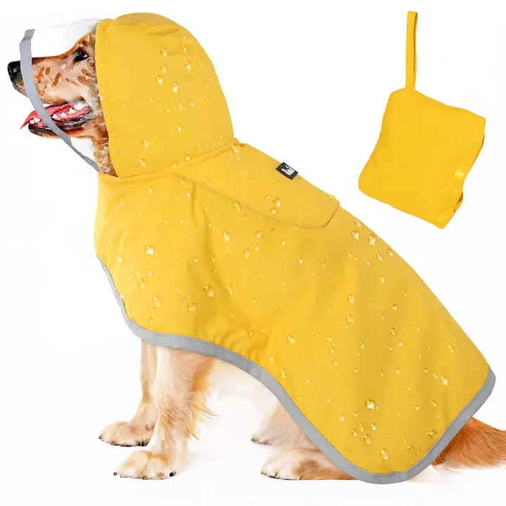 Waterproof Dog Raincoat with Clear Hood, Reflective Trim — XL Available