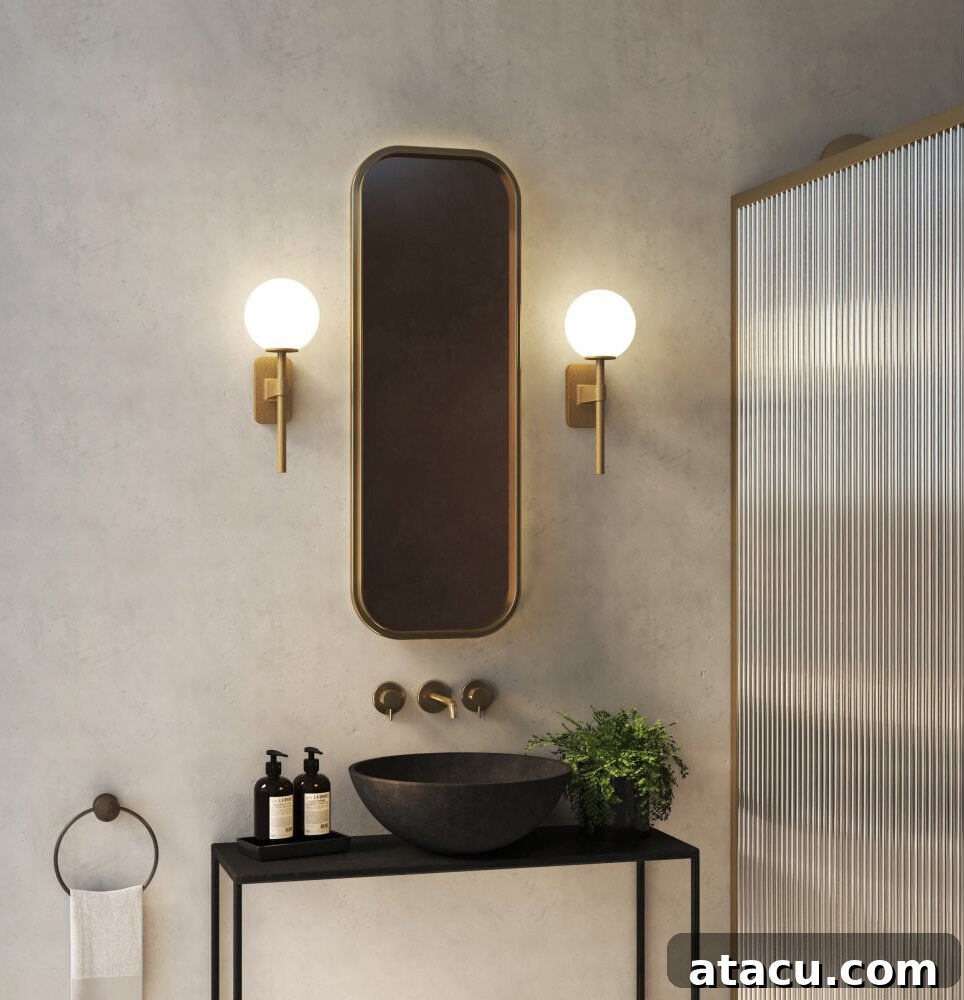 10 Brilliant Bathroom Wall Lighting Designs 6 Astro Tacoma single bathroom wall light in antique brass, perfect for vanity lighting