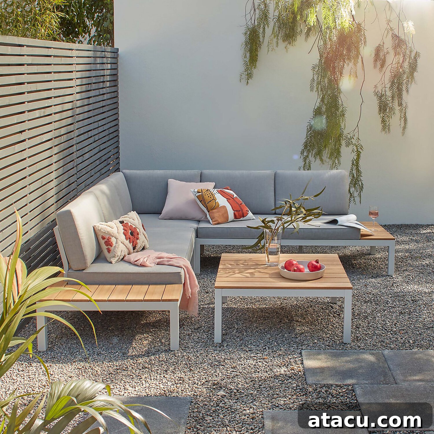 Spirit Garden Corner Sofa Set by Homebase - an inviting aluminium garden sofa for outdoor lounging.