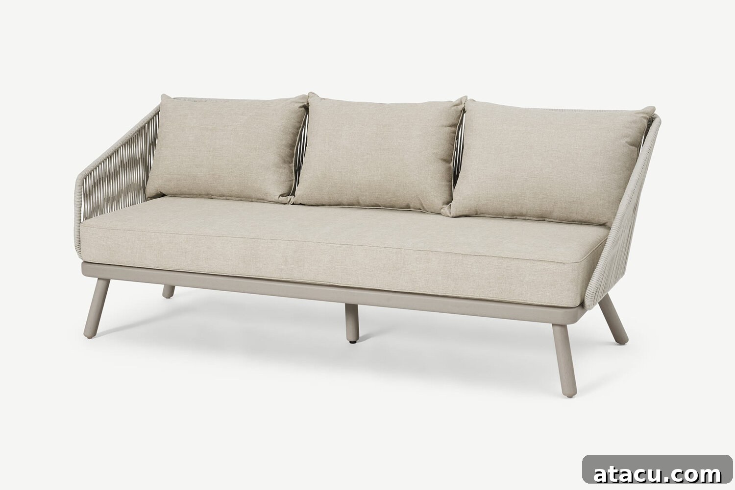Alif 3 Seater Garden Sofa by Made.com in natural white and eucalyptus.