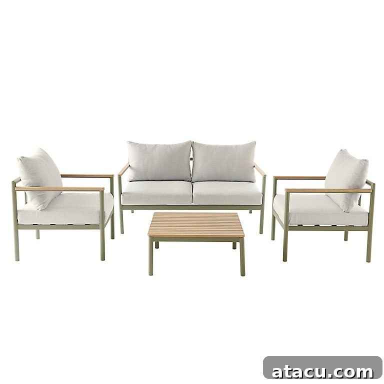 Akoa metal 4 seater coffee set by B&Q - lightweight aluminium with a Nordic look.