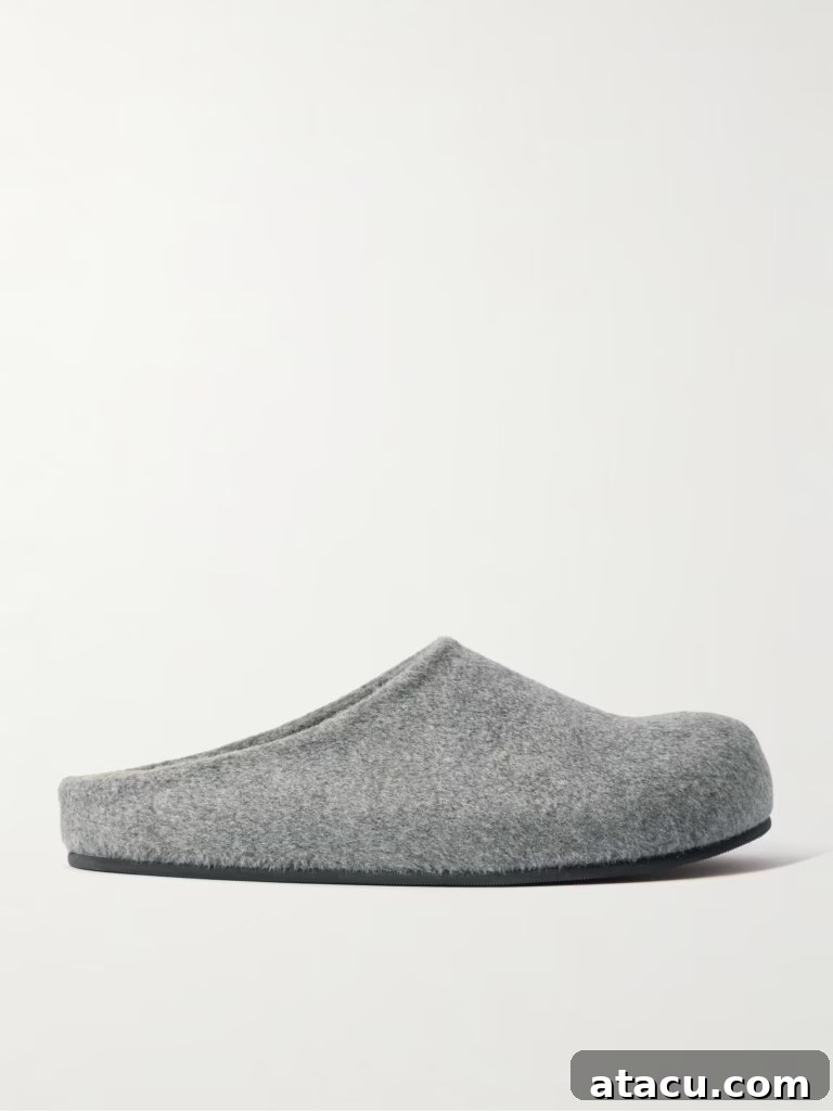 The Best Slippers for a Cozy Winter at Home 2 The Row wool and cashmere mules slippers – a symbol of quiet luxury home footwear