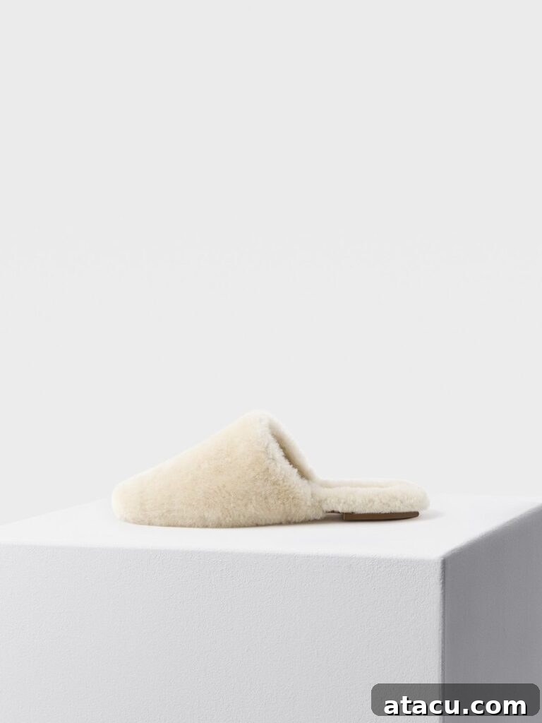 The Best Slippers for a Cozy Winter at Home 5 Aeyde Rega creamy shearling slippers – minimalist design for maximum warmth