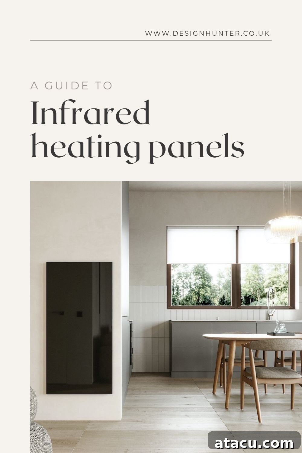 A contemporary kitchen with an infrared heating panel