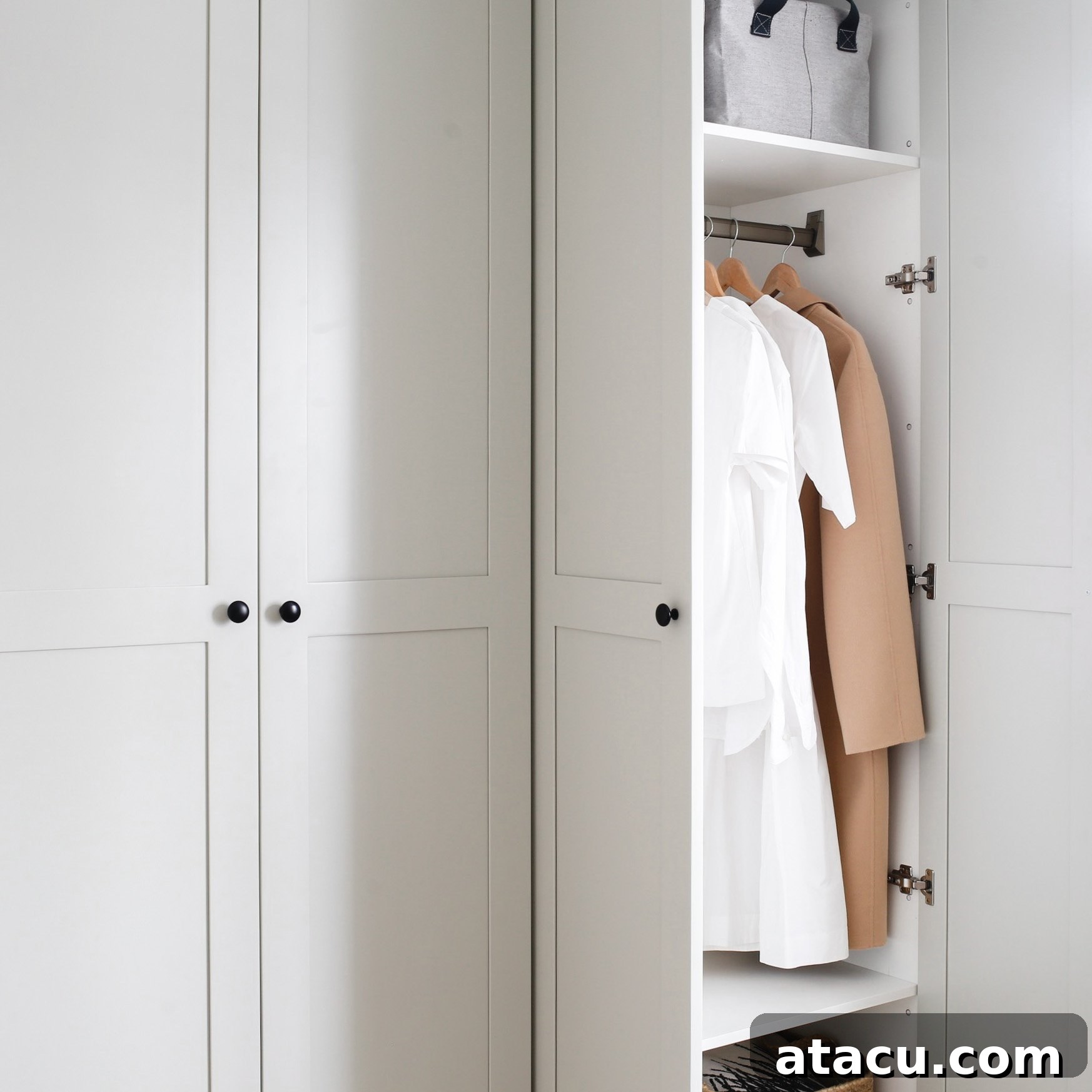 Decluttering a stylish fitted wardrobe