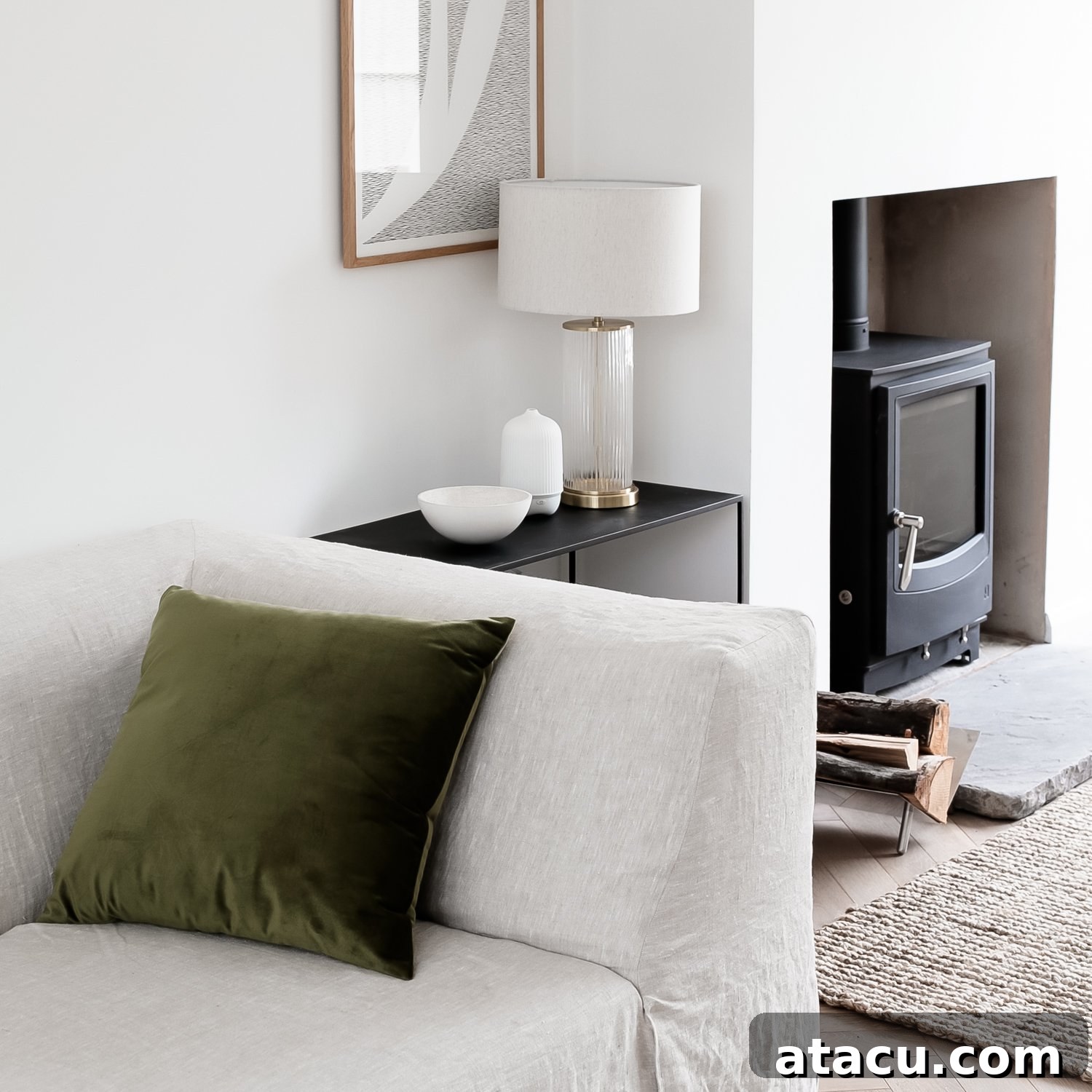 A stylish living room with clean furniture