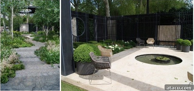 The architectural yet soft Cancer Research UK garden by Robert Myers at Chelsea Flower Show