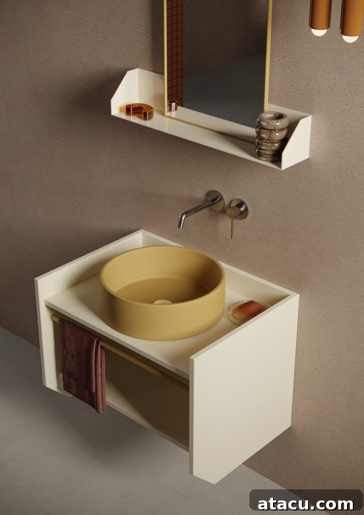 A elegantly designed coloured bathroom sink, showcasing contemporary aesthetics.