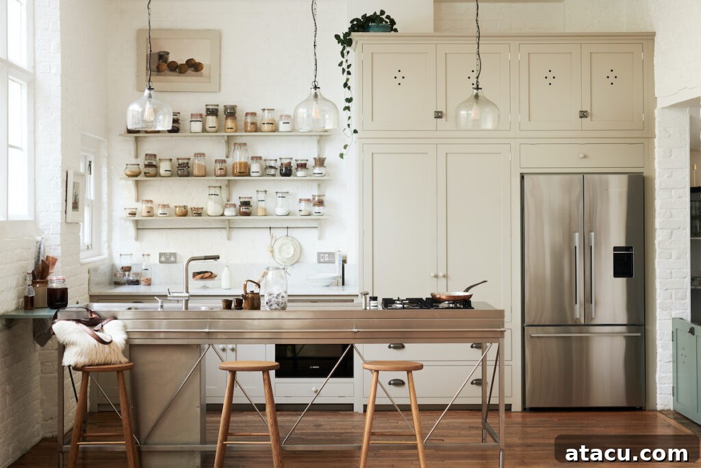 A cream Shaker style kitchen