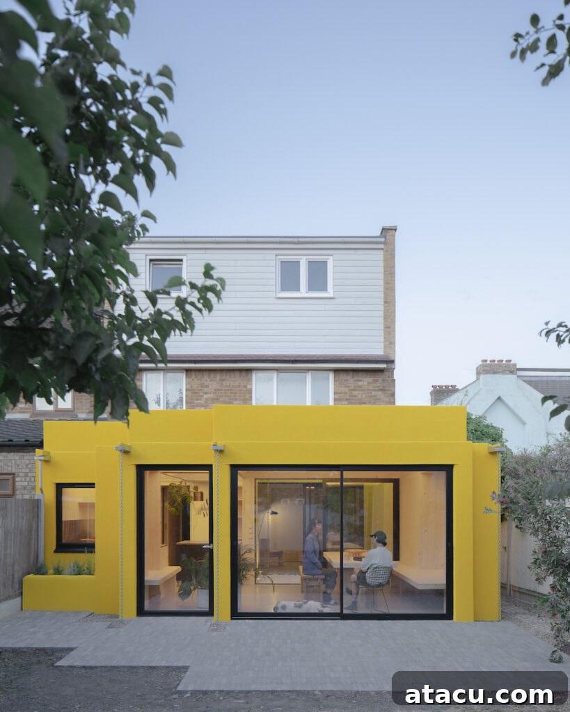 21 Jaw-Dropping Kitchen Extension Designs 9 A vibrant, bright yellow kitchen extension radiating energy and unique personality.