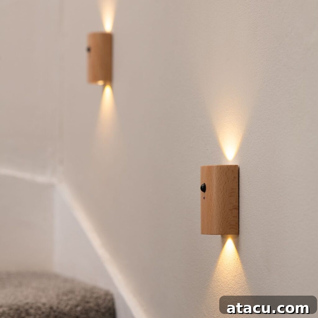 Transform Your Hallways: Inspiring Lighting Ideas for a Radiant Home 11 A modern hallway featuring discreet motion-sensor lighting for practical and energy-efficient illumination.