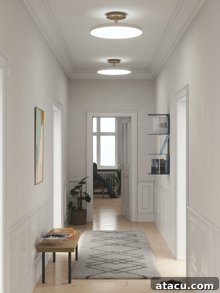 Transform Your Hallways: Inspiring Lighting Ideas for a Radiant Home 7 Hallway lighting ideas featuring an Umage Asteria Up ceiling light, exemplifying discrete minimalist design for a soft ambient glow.
