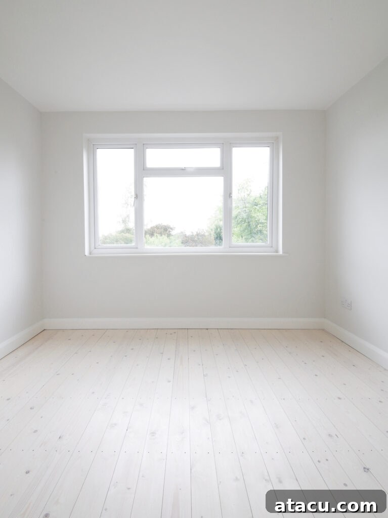 Freshly renovated bedroom with Farrow and Ball Strong White paint