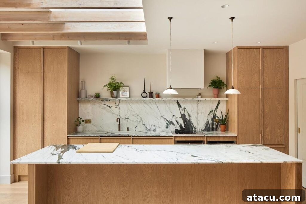Another perspective of the bespoke Scandinavian kitchen, highlighting its functional layout.
