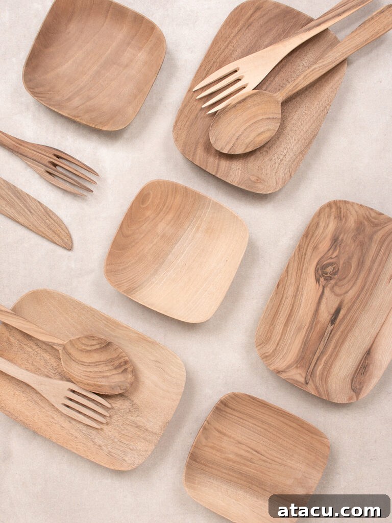 Handcrafted wooden tableware