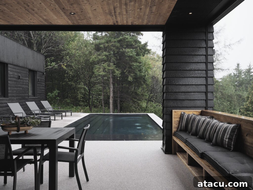 Heated outdoor swimming pool in a luxury contemporary home.