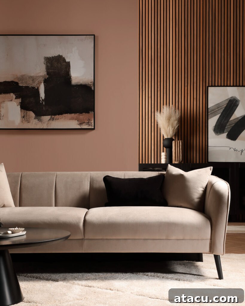 Lauren Sofa by Furniture and Choice illustrating Pantone Color of the Year 2025 Mocha Mousse.