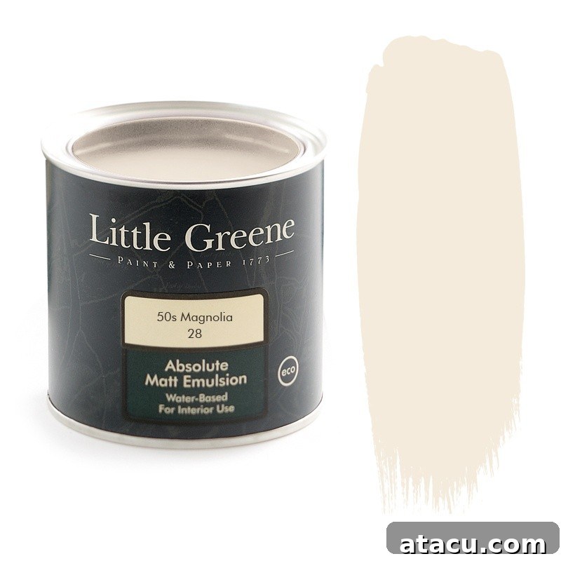 Little Greene 50s Magnolia Absolute Matt Emulsion can.