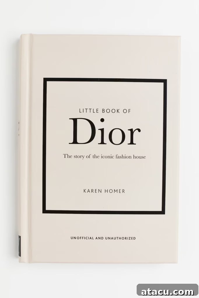The elegant 'Little Book of Dior' cover, highlighting its iconic design and appeal as a display piece.