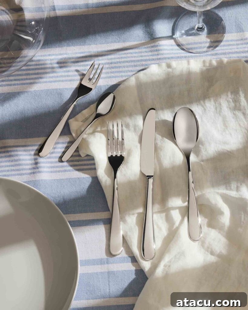 A chic and stylish modern cutlery set, illustrating a refined cutlery sets aesthetic for luxury dining.