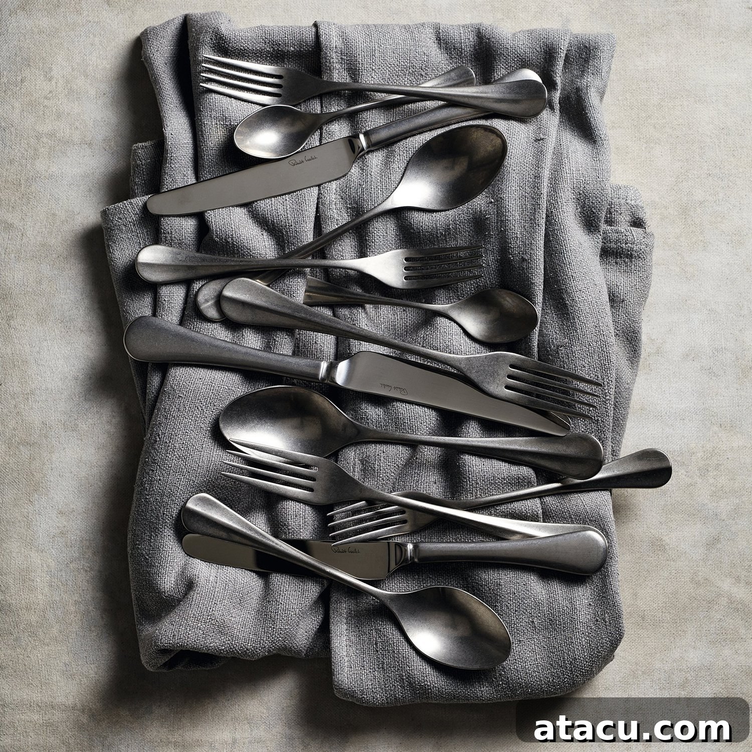 Vintage finish designer cutlery set by Robert Welch