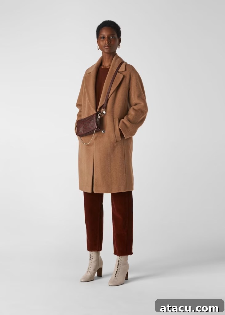 Camel oversized cocoon coat.