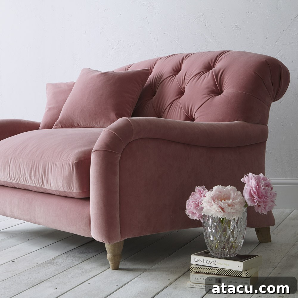 Pink velvet buttoned sofa - Loaf for John Lewis