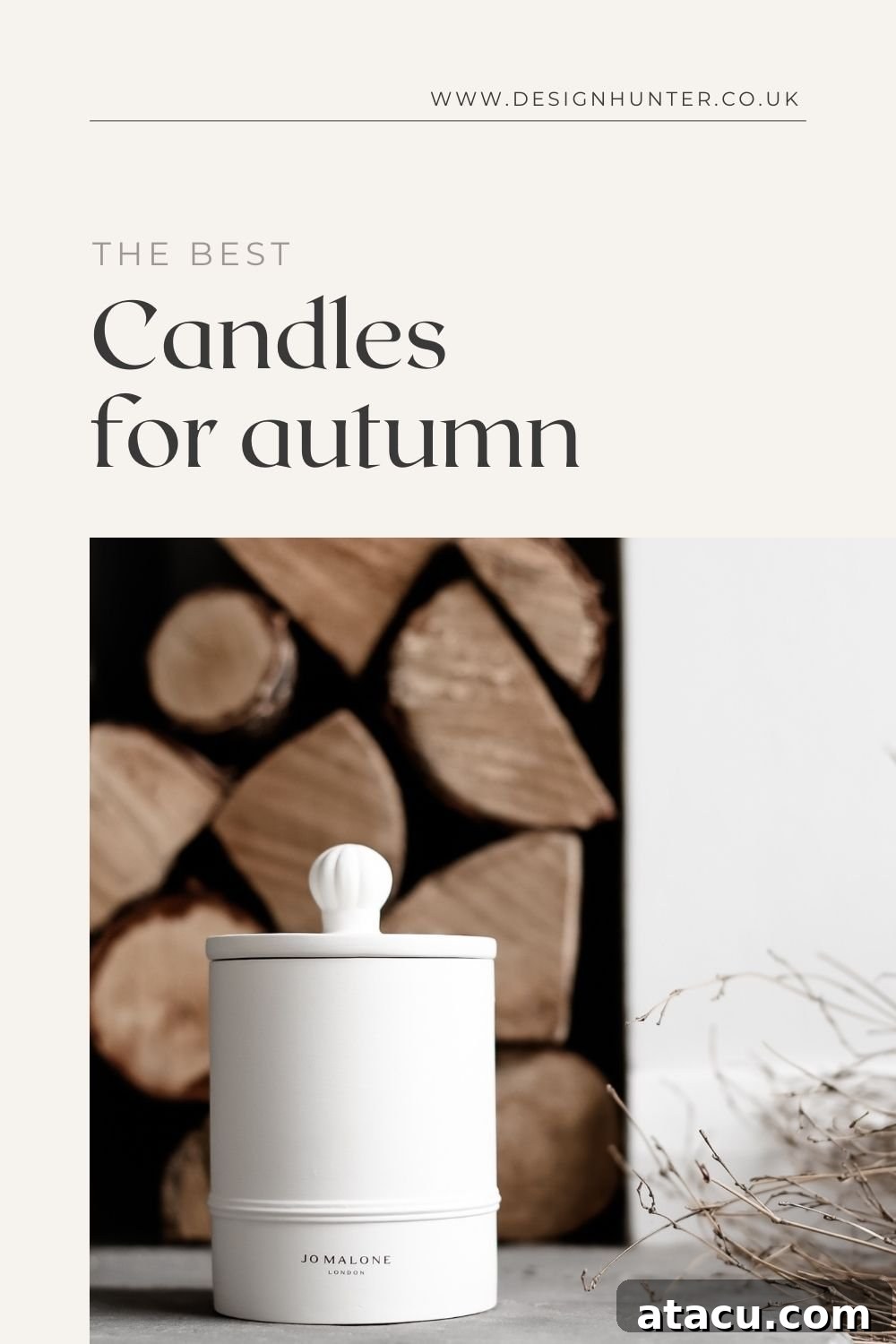 A collection of the best candles for autumn, artfully arranged for pinning
