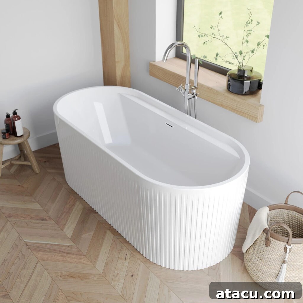 A fluted freestanding bath