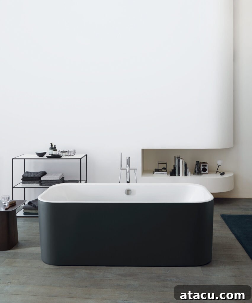 A modern freestanding bath.